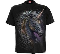 Spiral Celtic Unicorn Hombre Camiseta Negro XL 100% algodón Regular