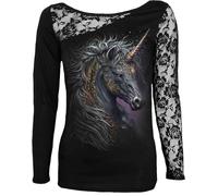 Spiral Celtic Unicorn Mujer Camiseta Manga Larga Negro S 95% Viscosa, 5% elastán Estrechos