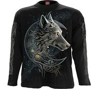 Spiral Celtic Wolf Hombre Camiseta Manga Larga Negro L