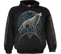 Spiral Celtic Wolf Hombre Sudadera con Capucha Negro M 100% algodón Regular