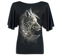 Spiral Celtic Wolf Mujer Camiseta Negro S 95% Viscosa, 5% elastán Estrechos