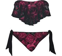 Spiral Direct Blood Rose Allover Flapover Bikini Swimsuit Size 22