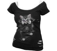 Spiral - Bright Eyes - Top Rasgado 2 en 1 - Negro y Blanco - XL