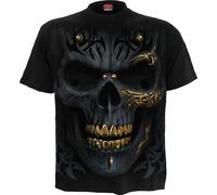 Spiral Direct Negro Oro Esqueleto Calavera Tribal Mohawk Gótico Punk Camiseta