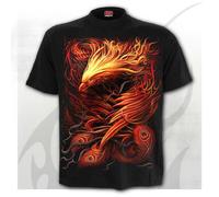 Spiral Direct Phoenix Arisen Pájaro Llamas Fire Fantasy Gótico Camiseta T145M101