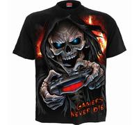 Spiral Direct Respawn Vídeo Juego Gamer Calavera Gótico Punk Camiseta T183M101