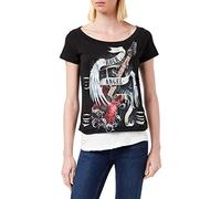 Spiral Direct Rock Angel - 2in1 White Ripped Top Black, Camiseta Mujer, Negro (Black & 008), 52 (Talla del Fabricante: XX-Large)