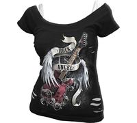 Spiral - Rock Angel - Top Rasgado 2 en 1 - Negro y Blanco - XXL