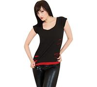 Spiral - Urban Fashion - Top Rasgado 2 en 1 - Negro y Rojo - XL