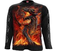 Spiral Draconis Hombre Camiseta Manga Larga Negro XXL 100% algodón Regular