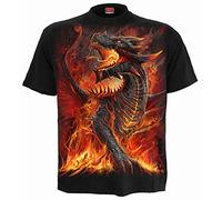Spiral Draconis Hombre Camiseta Negro 100% algodón Regular
