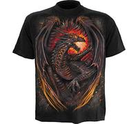 Spiral Dragon Furnace Hombre Camiseta Negro 100% algodón Regular