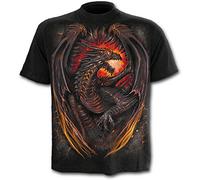 Spiral Dragon Furnace Hombre Camiseta Negro L, 100% algodón, Regular