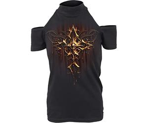 Spiral Dripping Gold Mujer Camiseta Negro S 100% algodón Estrechos