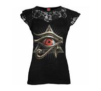 SPIRAL Evil Eye Top Negro De Encaje Con Ojo De Horus Y Manga Casquillo M038F721