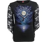 Spiral F474-Tops-Manga Larga Camiseta, Negro, S para Mujer