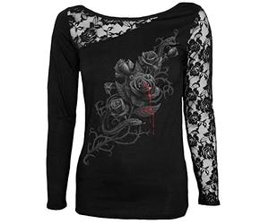 Spiral Fatal Attraction Mujer Camiseta Manga Larga Negro 95% Viscosa, 5% elastán Regular