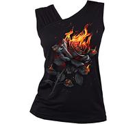 Spiral Flaming Rose Mujer Top Negro M 95% Viscosa, 5% elastán Estrechos