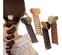 Spiral Hair Ties Women, Coiled Ponytail Holders, 3,15 x 0,79 in No Damage 4 x Set, Elastic Stretchy, Curly Thin Headpiece for Bun Braids, Comfortable Hair Accessories