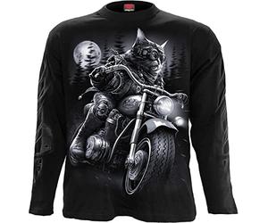Spiral Nine Lives Hombre Camiseta Manga Larga Negro 100% algodón Regular