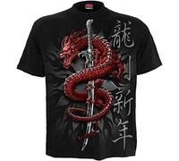 Spiral Oriental Dragon Hombre Camiseta Negro 3XL 100% algodón Regular