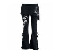 SPIRAL Pure Of Heart Leggings 2 En 1 Negras Con Falda Asimétrica Y Lirios Blanc