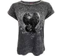 Spiral Raven Heart Mujer Camiseta Gris XXL 100% algodón Regular