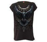 Spiral - Raven Skull - Camiseta de Corte Holgado - Mangas con Dobladillo - M