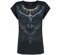 Spiral - Raven Skull - Turnup Sleeve Loosefit Tee XXL Black