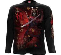 Spiral Samurai Hombre Camiseta Manga Larga Negro XXL 100% algodón Regular