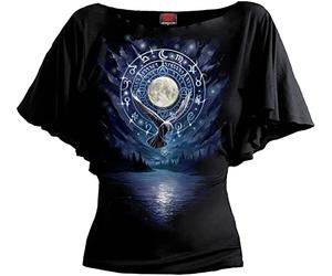 Spiral Witchcraft Mujer Camiseta Negro XL 95% Viscosa, 5% elastán Estrechos