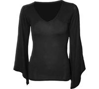 Spiral - Women - Gothic Elegance - V Neck Goth Sleeve Top Black L Black