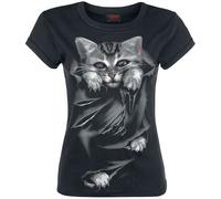 Spiral Women's Bright Eyes-Boatneck Cap Sleeve Top Black T-Shirt XXL Black (Blac