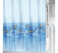 Spirella 10.02941 Nemo Acqua - Cortina de Ducha de Tela (180 x 200 cm, poliéster), Color Azul con diseño de Delfines