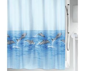 Spirella 10.02941 Nemo Acqua - Cortina de Ducha de Tela (180 x 200 cm, poliéster), Color Azul con diseño de Delfines