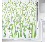 Spirella 180 x 200, colección Bambus, Cortina de Ducha Textil, 100% Polyester, poliéster, Verde/Blanco