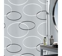 Spirella 180 x 200, colección Anello, Cortina de Ducha Textil, 100% Polyester, Gris con Anillos