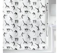 Spirella 180 x 200, Negro/Blanco colección Monkey, Cortina de ducha textil, 100% polyester