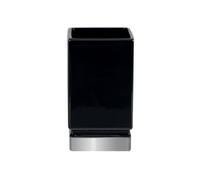Spirella 7x6,5x12 cm, colección Roma, Portacepillos de Dientes, Gres, Multicolor, Negro/Plateado