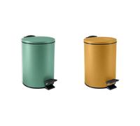 Spirella Adelar Set de 2 Papeleras 3 L Acero Verde y Amarillo | tapa con cierre suave, cubo interior extraíble, verde / amarillo