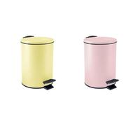 Spirella Adelar Set de 2 Papeleras 3 L Inox Amarillo y Rosa | tapa con cierre suave, cubo interior extraíble, amarillo / rosa