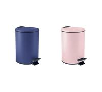 Spirella Adelar Set de 2 Papeleras 3 L Inox Azul y Rosa | tapa con cierre suave, cubo interior extraíble, azul / rosa