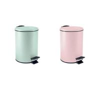 Spirella Adelar Set de 2 Papeleras 3 L Inox Verde y Rosa | tapa con cierre suave, cubo interior extraíble, verde / rosa