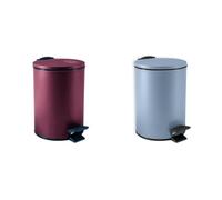 Spirella Adelar Set de 2 Papeleras 3 L Rojo y Azul | tapa con cierre suave, cubo interior extraíble, rojo / azul