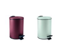 Spirella Adelar Set de 2 Papeleras 3 L Rojo y Verde | tapa con cierre suave, cubo interior extraíble, rojo / verde