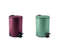 Spirella Adelar Set de 2 Papeleras 3 L Rojo y Verde | tapa con cierre suave, cubo interior extraíble, rojo / verde
