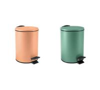 Spirella Adelar Set de 2 Papeleras 3 L Verde | tapa con cierre suave, cubo interior extraíble