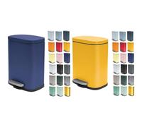 Spirella Akira Set de 2 Papeleras 5 L Acero Azul y Amarillo | tapa con cierre suave, cubo interior extraíble, azul / amarillo