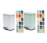 Spirella Akira Set de 2 Papeleras 5 L Acero Blanco y Verde | tapa con cierre suave, cubo interior extraíble, blanco / verde
