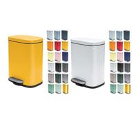 Spirella Akira Set de 2 Papeleras 5 L Inox Amarillo y Blanco | tapa con cierre suave, cubo interior extraíble, amarillo / blanco